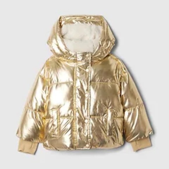 TWINS GAP Kids Gold Puffer Jacket set of 2 size 2yrs Gold puffer - Picture 2 of 13